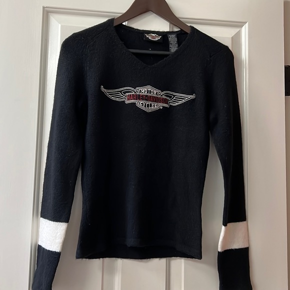 Vintage Harley Davidson pink long sleeves hooded sweater top
